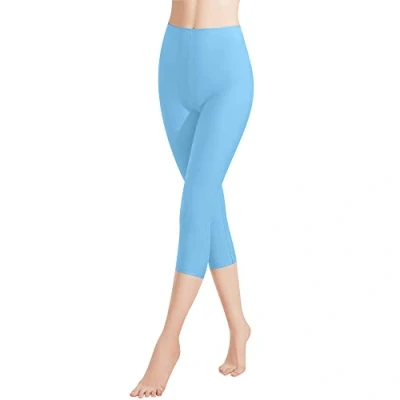 Afbeelding van Libella 4161 VA dameslegging, 3/4 broek van katoen, capribroek met hoge taille, kleurrijk, slim fit, fitnessbroek, meerkleurig, 1 pak lichtblauw, 3XL