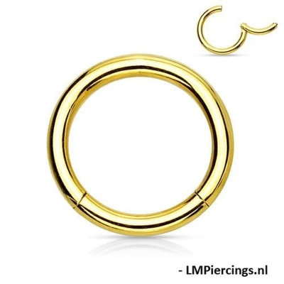 Afbeelding van Piercing ring high quality gold plated 1.2 x 12 mm