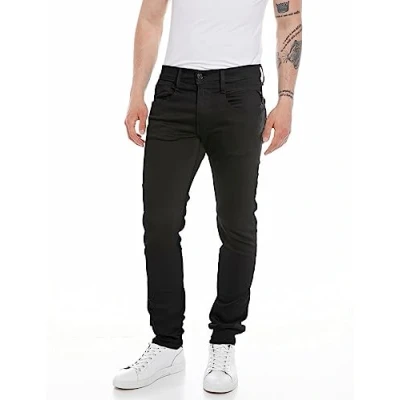 Afbeelding van Replay Anbass Slim Fit Hyperflex Forever Dark Herenjeans met stretch, Black 098, 32W / 34L