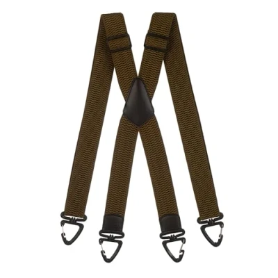 Afbeelding van Olata Stevige X vormige Bretels met Kunststof Karabijnhaken 4 cm Breed, Verstelbaar en Uniseks. Olijfgroen