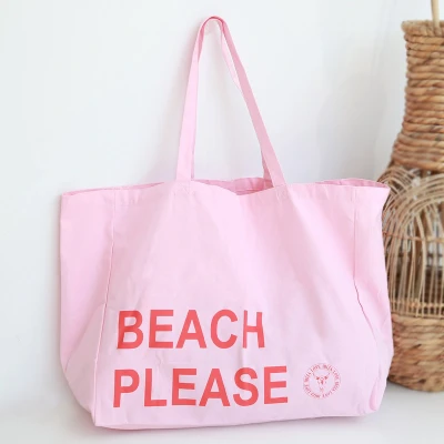 Afbeelding van Canvas bag Beach Pink Strandtas