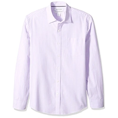 Afbeelding van Amazon Essentials Shirt met lange mouwen voor heren,Lavendel/witte streep,3XL 4XL