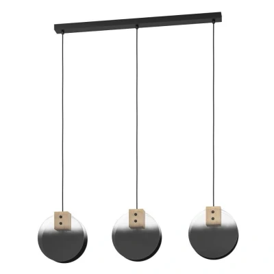 Afbeelding van Stars of Light 3 lichts hanglamp Millena hout met zwart 390142
