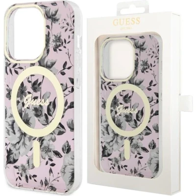 Afbeelding van Guess Flower Back Case (MagSafe Compatible) Geschikt voor Apple iPhone 11 (6.1&quot;) Roze