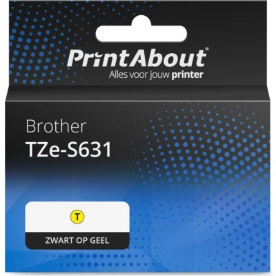 Afbeelding van Huismerk Brother TZe S631 Tape Zwart op geel (12 mm)