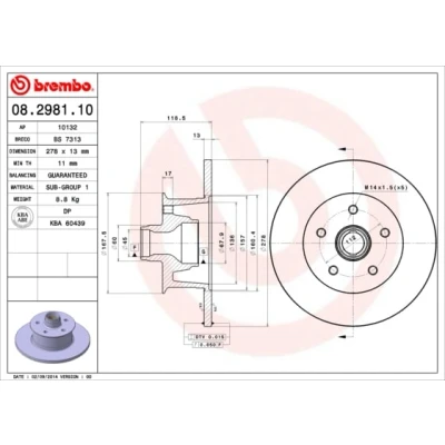 Afbeelding van Brembo Remschijf 08.2981.10