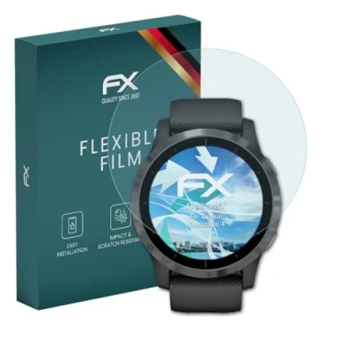 Afbeelding van atFoliX Beschermfolie compatibel met Garmin Vivoactive 4 Folie, ultra duidelijk en flexibel FX Schermbeschermer (3X)