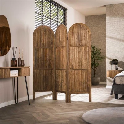 Afbeelding van Hoyz Collection Roomdivider Wave 3 delig Massief Mango Zandkleur
