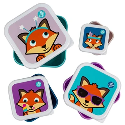 Afbeelding van TUM Nesting Snackpotten voor kinderen, Snackboxen Kids Lunchbox Set, BPA vrij (Felicity Fox)