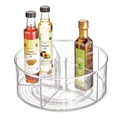 Afbeelding van iDesig gerecyclede plastic draaitafel organizer voor voorraadkast, badkamer, algemene opslag en meer uit de Linus collectie, 11,5&quot; transparant