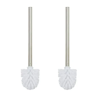 Afbeelding van Relaxdays toiletborstel set van 2 wc borstel afneembare borstelkop rvs wit