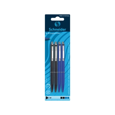 Afbeelding van Schneider balpen K15 zwart/blauw blister a 4 stuks S 73089