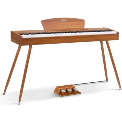 Afbeelding van Donner DDP 80 Digitaal pianotoetsenbord, 88 verzwaarde toetsen, hameractie II, elektrische piano voor thuis, volledige grootte, met houder, drievoudig pedaal, USB MIDI aansluiting en