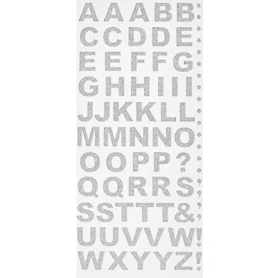 Afbeelding van Oaktree Stickers Alfabet zilver rechte letter (per vel)