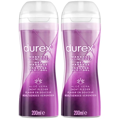 Afbeelding van 2x Durex Massage glijmiddel 2 In 1 Aloë Vera 200 ml