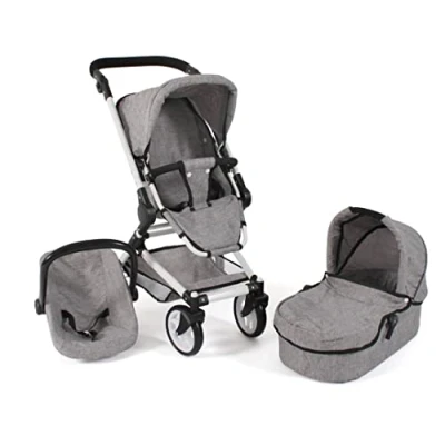 Afbeelding van Bayer Chic 2000 645 19 combi poppenwagen Fides 3 in 1, jeans grijs, 61 x 44,5 85 cm