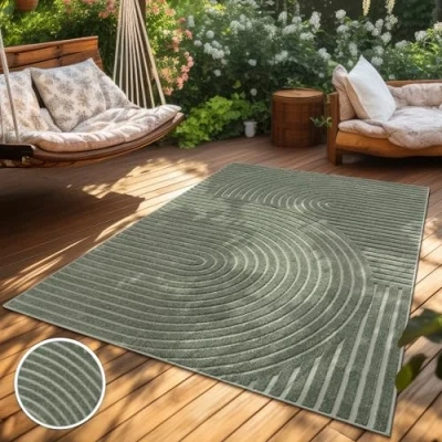 Afbeelding van Buiten Vloerkleed Tapijt Voor Binnen En Balkon Terras Keuken Patroon Scandinavisch Boho Eenkleurig, Maat:60x100 cm, Kleur:Groen 3