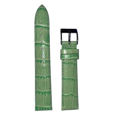 Afbeelding van Horlogeband 20mm Licht groen Echt leer in croco print Roestvrijstalen gesp