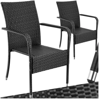 Afbeelding van tectake® 2 tuinstoelen Wickerstoel Girona, stapelbaar, draagkracht 120 kg set van