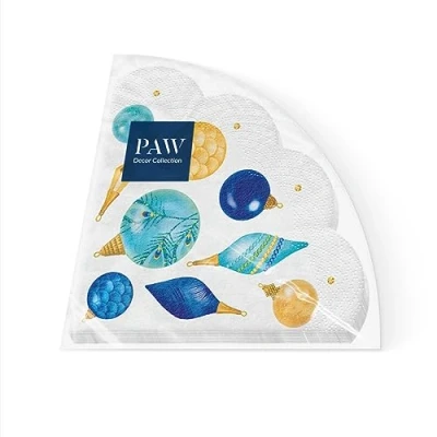 Afbeelding van PAW Papieren Servetten (32 cm Diameter) 12 Stuks Gedrukt met Inkt op Waterbasis Creëer de Kerstsfeer Voor een Vrolijke Kerst en Winter Wonderland Kerstfeest Kleur: Peacock Collection