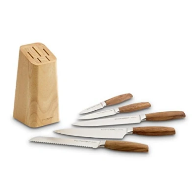 Afbeelding van Echtwerk Keukenmessenset Classic Edition van hoogwaardig staal, 6 delige messenset met houten blok pakkahout, keukenmessenset, speciaal extreem scherp