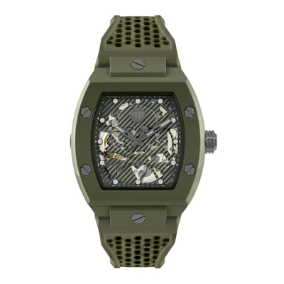 Afbeelding van Philipp Plein The Skeleton Ecoceramic PWVBA0223 Horloge Siliconen Groen Ø 44 mm