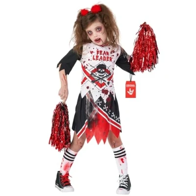 Afbeelding van Morph cheerleader Zombiekostuum voor kinderen, Halloween kostuum, cheerleader, horror, kostuum Halloween, maat XL