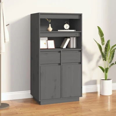 Afbeelding van Hoge kast 60x40x116,5 cm massief grenenhout grijs