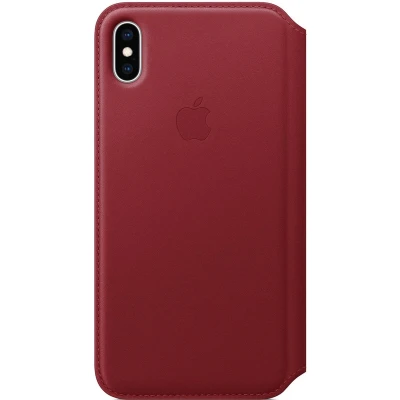 Afbeelding van Origineel Apple iPhone Xs Max Hoesje Echt leder Bookcase Rood Telefoonhoesje