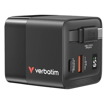 Afbeelding van Verbatim GaN Charger 65W Universeel Zwart AC Snel opladen Binnen
