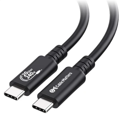 Afbeelding van [USB IF gecertificeerd] Cable Matters 20 Gbps lange USB4 kabel/USB 4 kabel 2,0 m, met 8K video, 240 W opladen, compatibel Thunderbolt kabel, iPhone 15 Pro Max, Apple Vision Pro, MacBook, XPS,