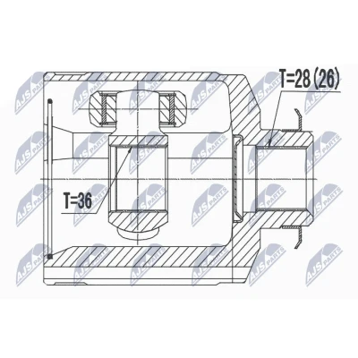 Afbeelding van Homokineet reparatie set, aandrijfas NTY NPW HY 528