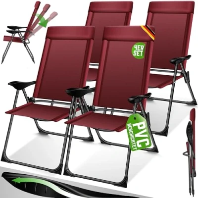 Afbeelding van KESSER® Set van 2 tuinstoelen, aluminium klapstoelen met hoge rugleuning, 7 voudig verstelbaar armleuningen, ademend, op