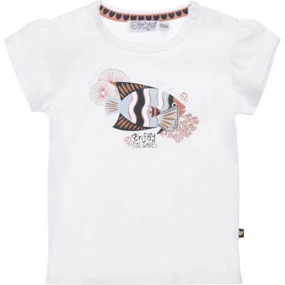 Afbeelding van Dirkje T shirt met printopdruk wit