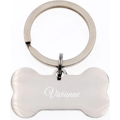 Afbeelding van Sleutelhanger Hondenbot Met Naam Gravering Vivianne