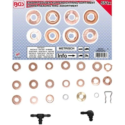 Afbeelding van BGS Assortiment verstuiverafdichtringen koper 551 delig