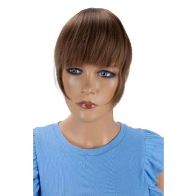 Afbeelding van CAISHA Clip In Verlenging Haarverlenging Pony Voorhoofd Franje Natuurlijk Haarstukje Donkerblond HF6 2