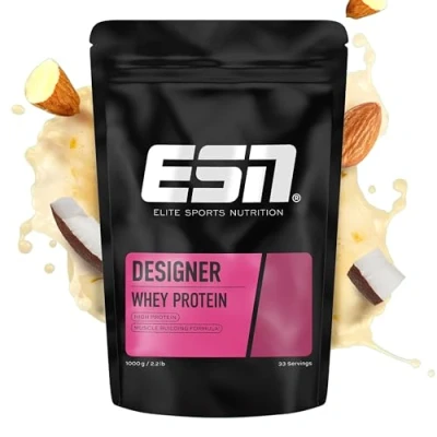 Afbeelding van ESN Designer Whey Protein Poeder, Almond Coconut, 1000 g, 33 Porties Gemaakt in Duitsland, Laboratorium Getest