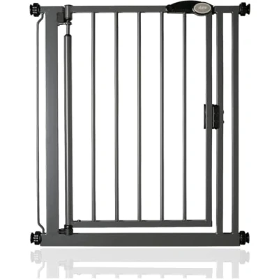 Afbeelding van Safetots Traphekje Drukbevestiging Zelfsluitend Assortiment, Smal, 68,5 cm 75 (42 opties beschikbaar), Leisteen Grijs, Babyhekje, Veiligheidshekje voor Peuter, Eenvoudige Installatie.
