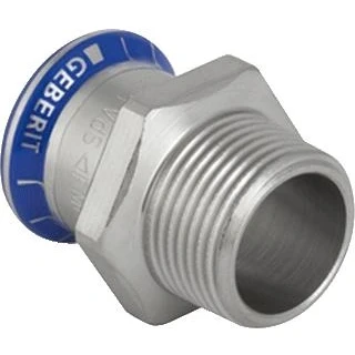 Afbeelding van Geberit mapress puntstuk recht 1 delig rvs 316 met ciir afdichtring 22mm x r3 4 persmof buitendraad 31707