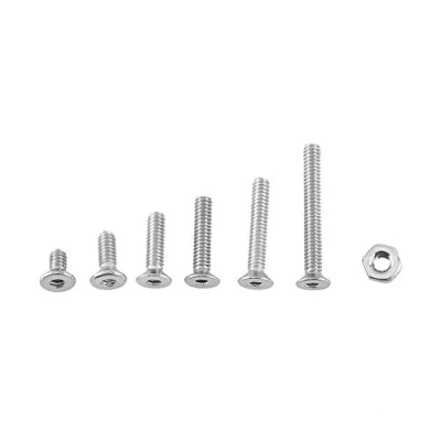 Afbeelding van Moeren en bouten, 250 stuks M2 zeskantschroeven Bout met zeskantmoeren Assortiment A2 roestvrij staal voor thuis kantoorapparatuur, machines, meubels, enz(C Flat head)