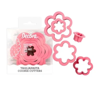 Afbeelding van Decora 0255313 Set 6 stuks uitsteekvormen in serie bloem 1,5 2,5 3,5 5 6,5 8 H 2,2 cm, kunststof, gesorteerd