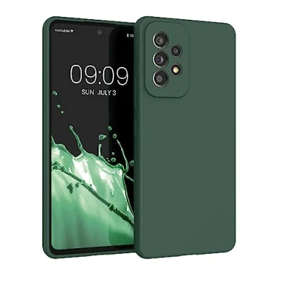 Afbeelding van kwmobile telefoonhoesje geschikt voor Samsung Galaxy A53 5G Hoesje met siliconen coating Smartphone case in dennengroen