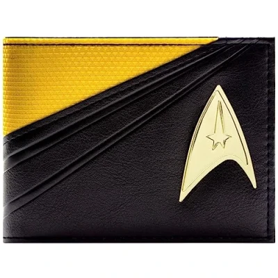 Afbeelding van USS Starfleet Command Uniform Metalen Embleem Portemonnee/Beurs Bi Fold ID &amp; Kaarthouder, Geel