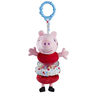 Afbeelding van My First Peppa Pig Jiggler Soft Toy, Baby Comforter Blanket, Early Play Development Pull and Retract Pram, Cot, Car Seat, Toy