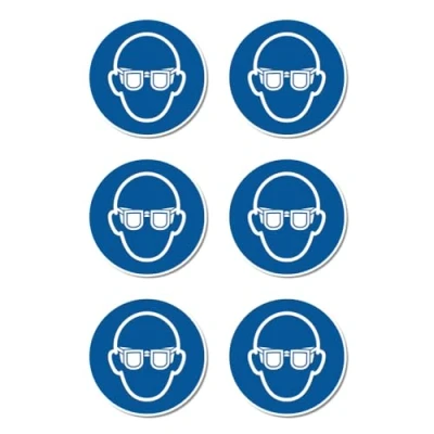 Afbeelding van Oogbescherming gebruiken: M004 DIN EN ISO 7010 / ASR A1.3 stickers: Ø 5 cm, 6 stuks