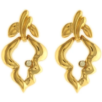 Afbeelding van Behave Dames oorbellen hangers goud kleur blad vorm 4cm