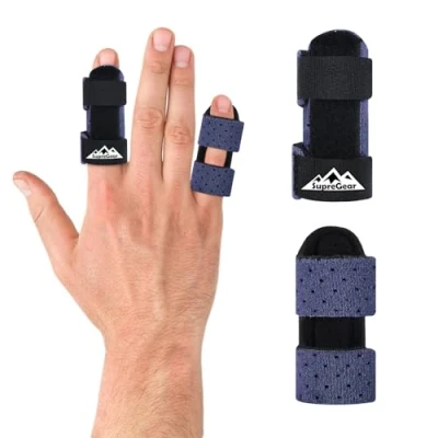 Afbeelding van supregear Vingerspalken, Set van 2 Universele Vingerspalken voor Rechtzetten en Ondersteuning Gebroken Trigger Vingers Midden , Wijs Ring Pinkvingers, Donkerblauw