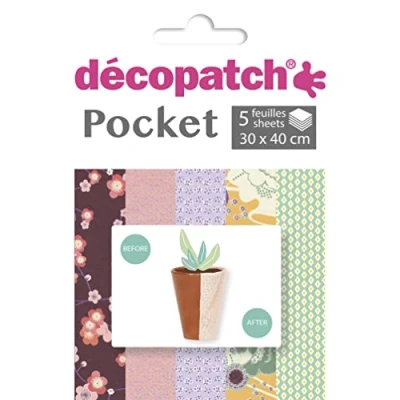 Afbeelding van Décopatch DP025C verpakking met 5 bedrukte vellen personaliseren moderniseren DIY en creatieve vrije tijd 30 x 40 cm