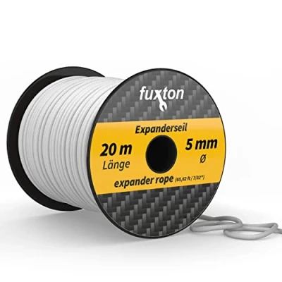 Afbeelding van fuxton rubberen touw, 5 mm, 20 m, wit, elastisch (expandertouw, elastiek, lijn, koord, dekzeil, spantouw, touwzeil)
